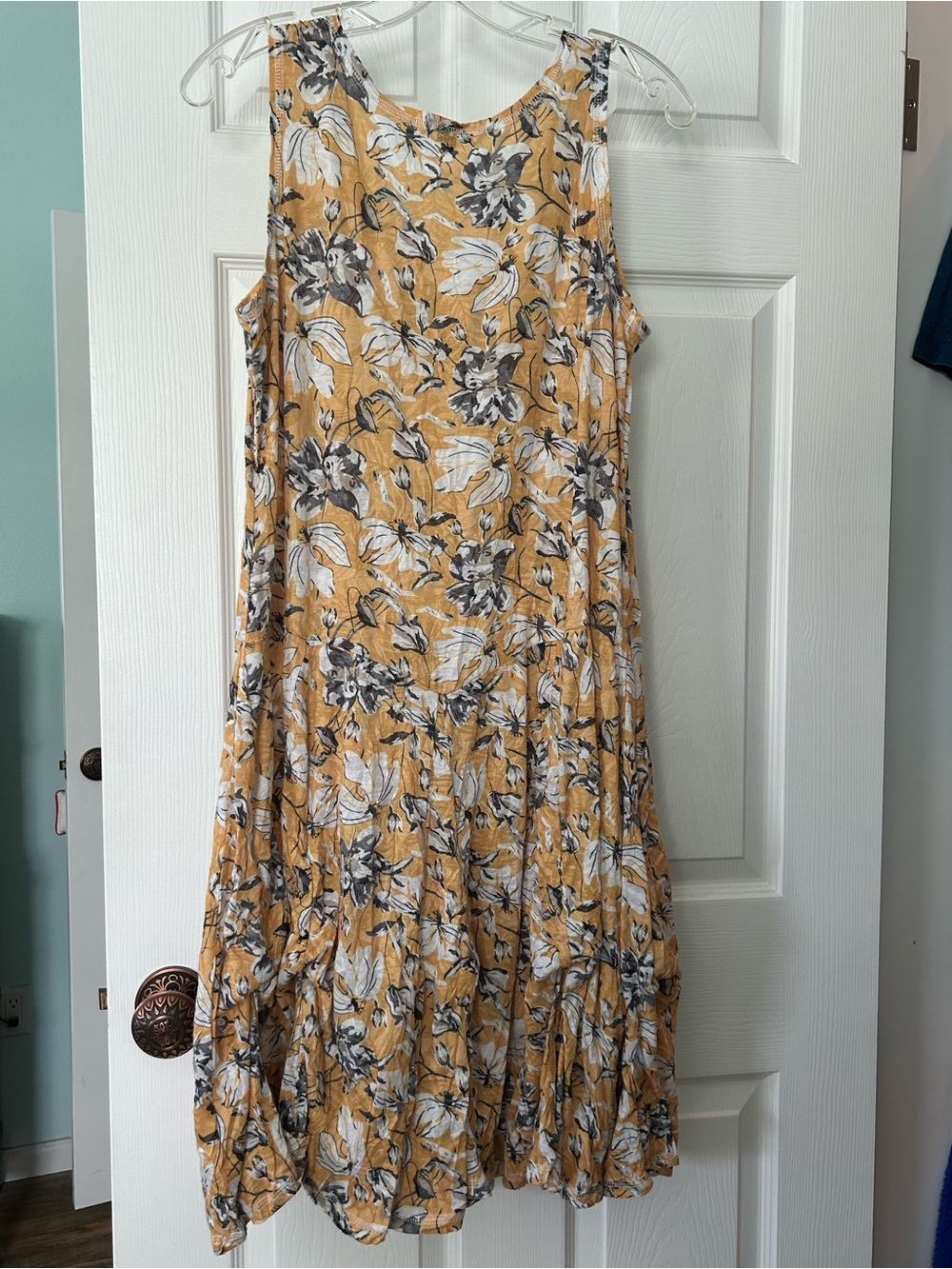 Mustard Floral Sleeveless Maxi Dress by SHAN